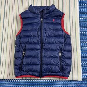 Polo Ralph Lauren Vest Kids 4 Blue Quilted Puffer Zip Logo Outdoor Warm Winter